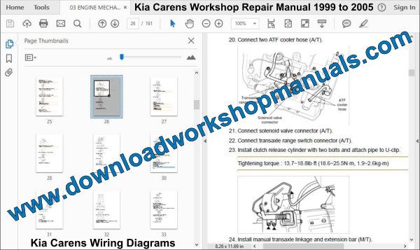 Carens 1999 to 2005 reepair manual